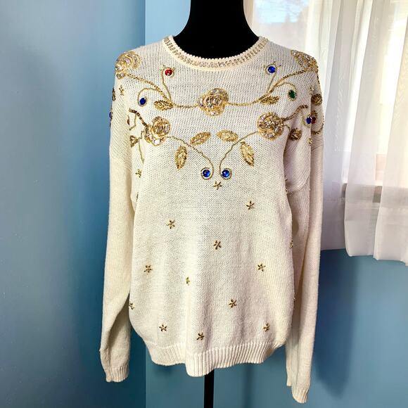 Celina Yang Sweaters - Celina Yang Vintage Sweater with Beading and Sequins Size Large